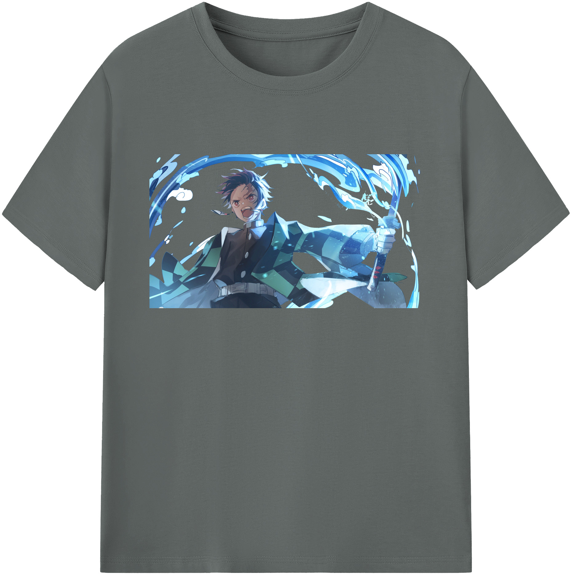 （画像用） 鬼滅の刃 竈門 炭治郎／かまど たんじろう Kamado Tanjirou 綿100％ メンズ半袖Tシャツ｜肌触りやわらか＆通気性